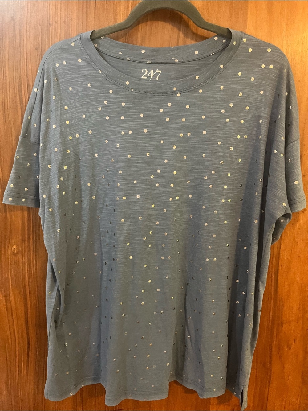Maurice’s  Slate Blue Short-Sleeve Tee with Metallic Dot Pattern XXL